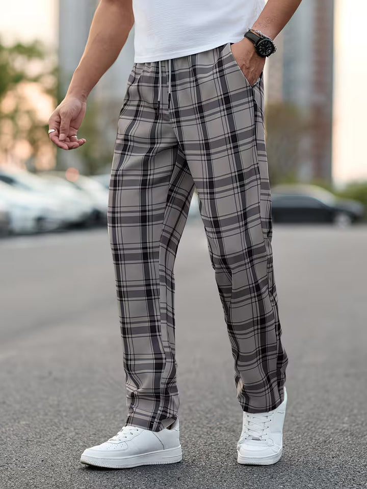 Idriz - Pantalones a Cuadros Con Cintura Elástica