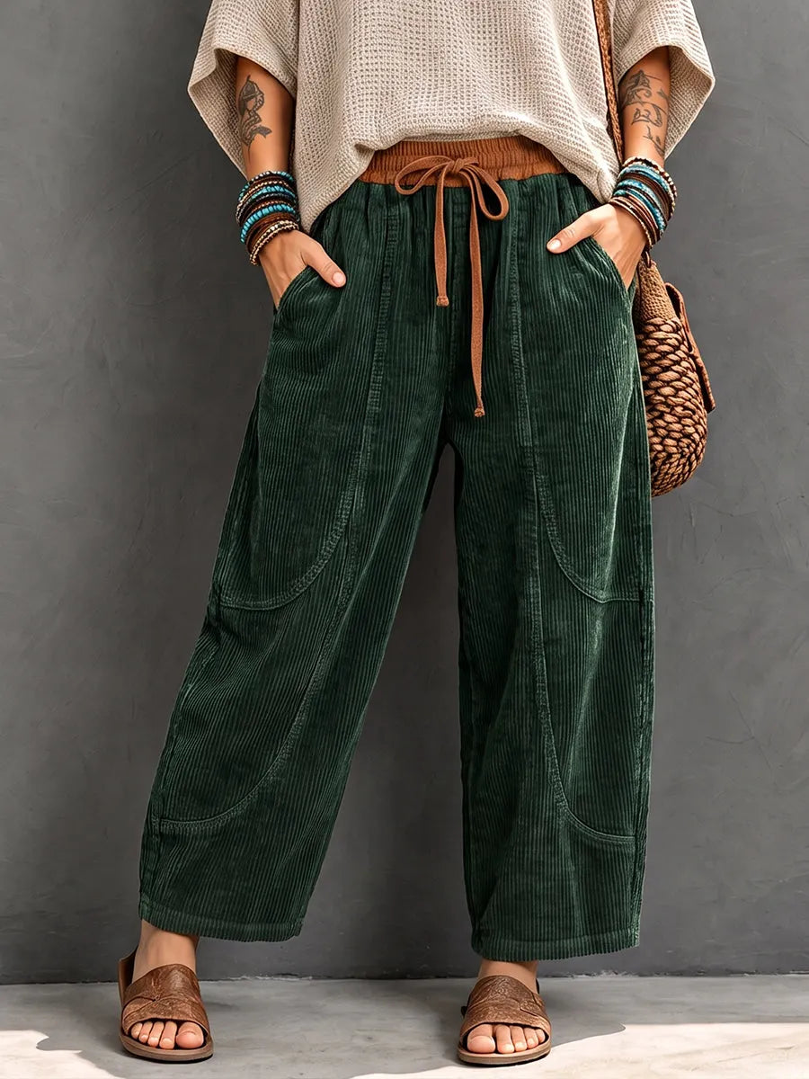 Lenka - Pantalones Informales De Pana Con Cintura Elástica