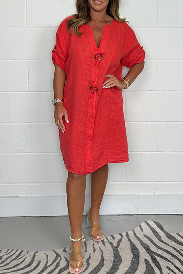 Noeilla - Vestido Informal De Algodón Holgado Con Botones