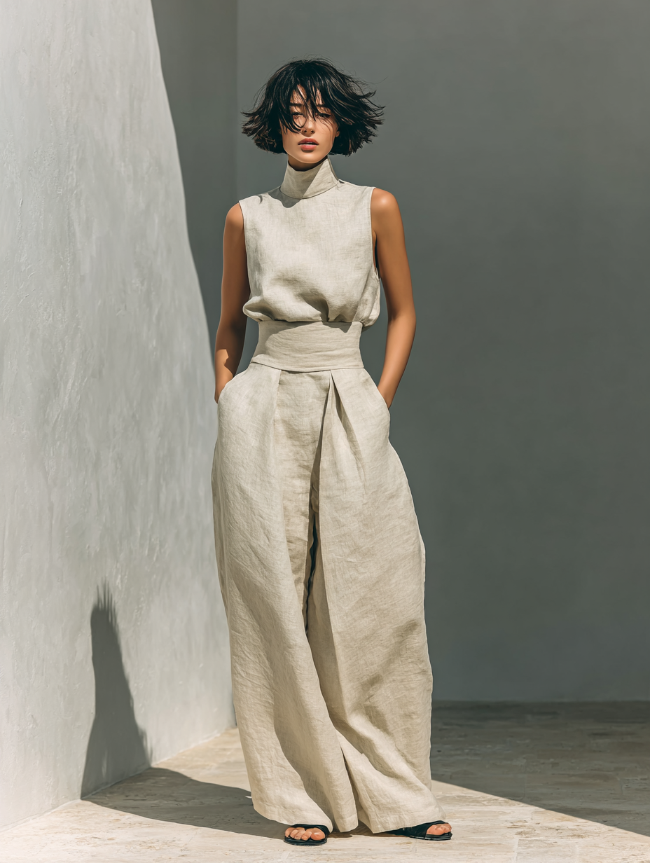Vlatka - Conjunto De Blusa Sin Mangas y Pantalones De Pierna Ancha