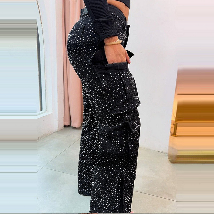 Leseli - Pantalones Cargo Elegantes Con Acabado Brillante
