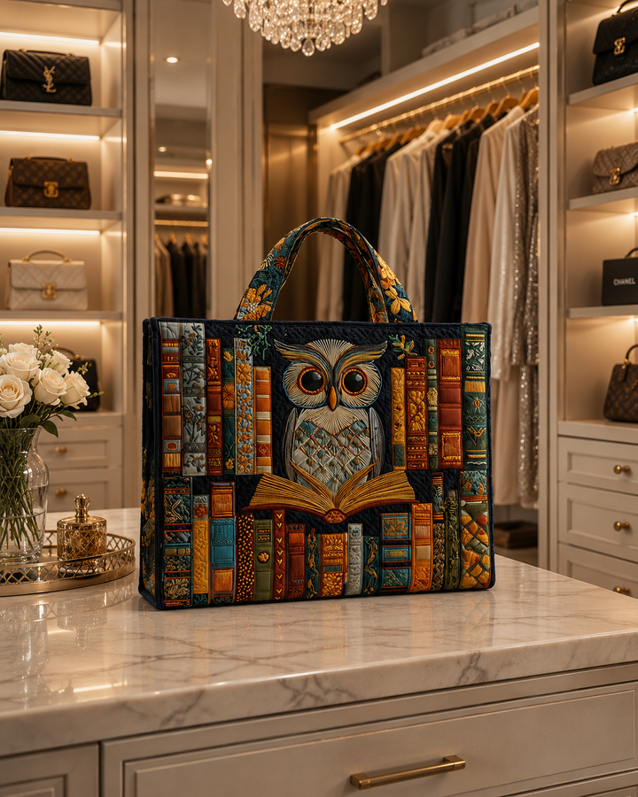 Tyliana - Bolso De Mano Acolchado «Biblioteca» con bordado de búho