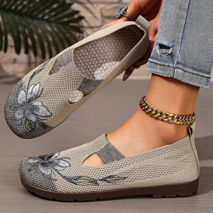 Martine – Zapatos de Punto Con Bordados Florales y Transpirables