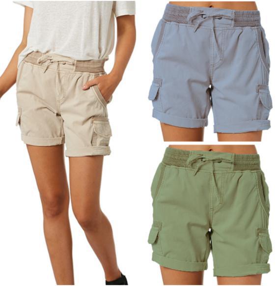 Audria - Pantalones Cortos de Cintura Alta Con Cordón y Bolsillos Tipo Cargo