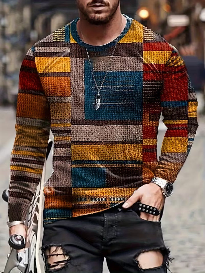 Kellan - Camisa De Manga Larga Con Estampado Geométrico Tipo Patchwork