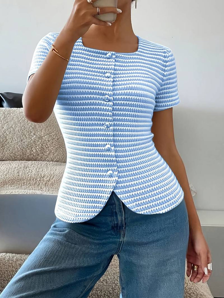 Airam - Camisa Con Escote Cuadrado Y Abertura Delantera