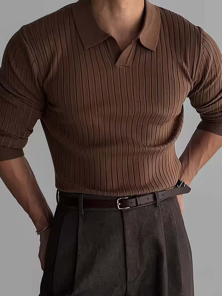 Kaeran - Elegante Jersey Polo De Punto Acanalado
