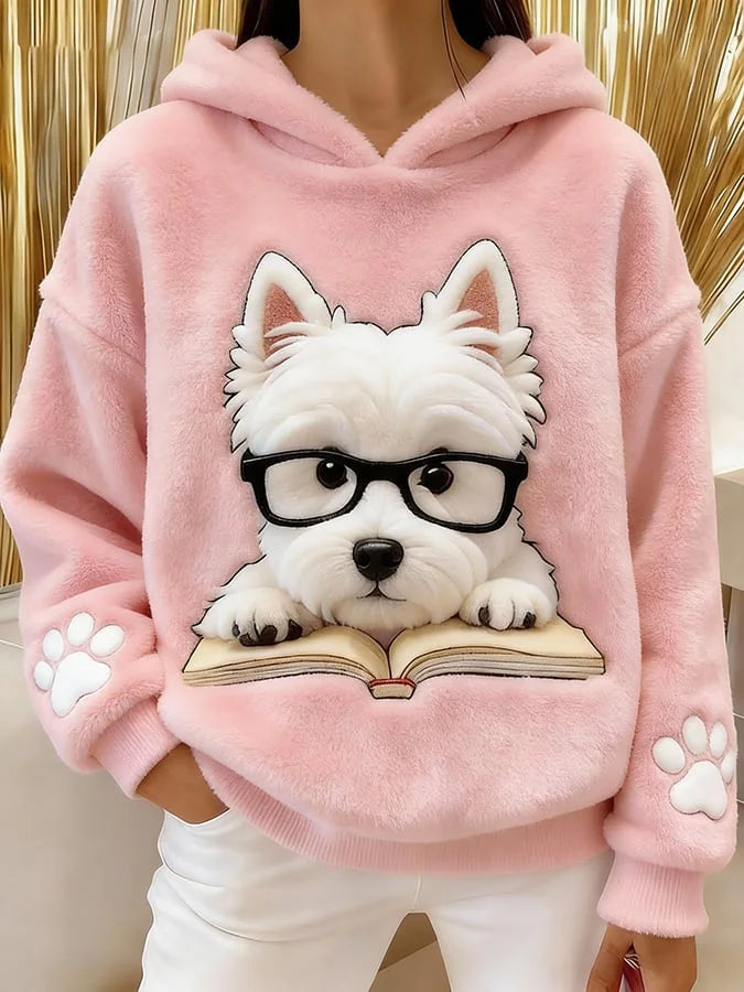 Eglantine - Sudadera Con Capucha De Franela Con Estampado De Terrier
