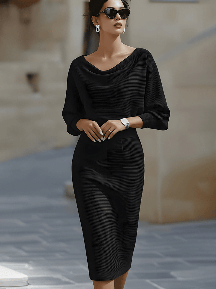 Amyy - Vestido Midi Elegante De Manga Larga