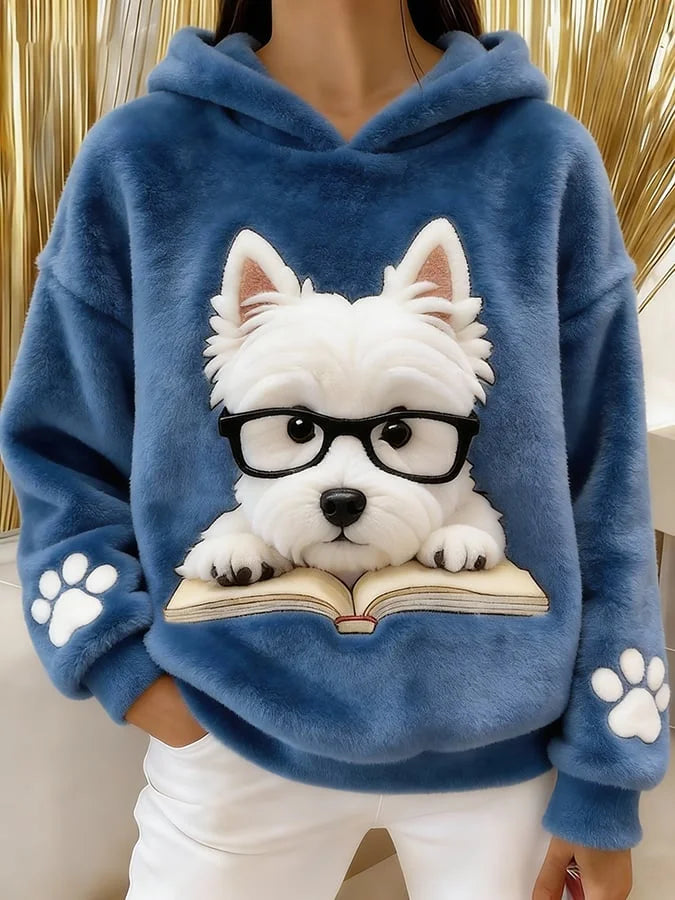 Eglantine - Sudadera Con Capucha De Franela Con Estampado De Terrier