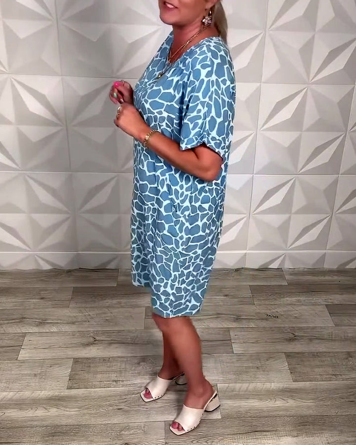 Salvinia - Vestido Informal Estampado Con Cuello Redondo