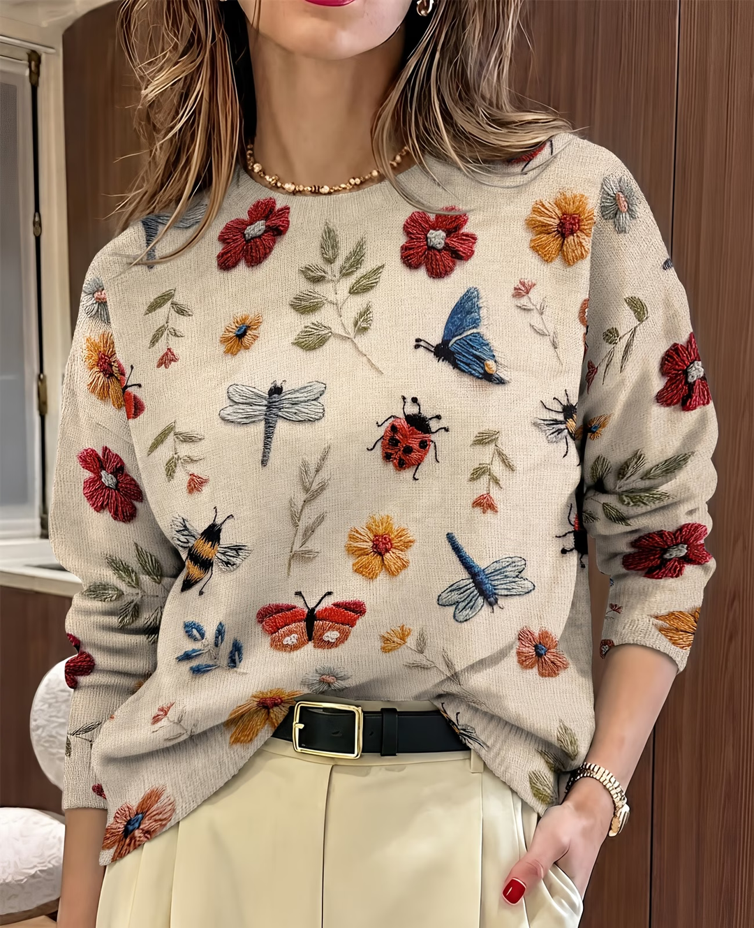 Lesa - Jersey Con Estampado Floral Y De Insectos
