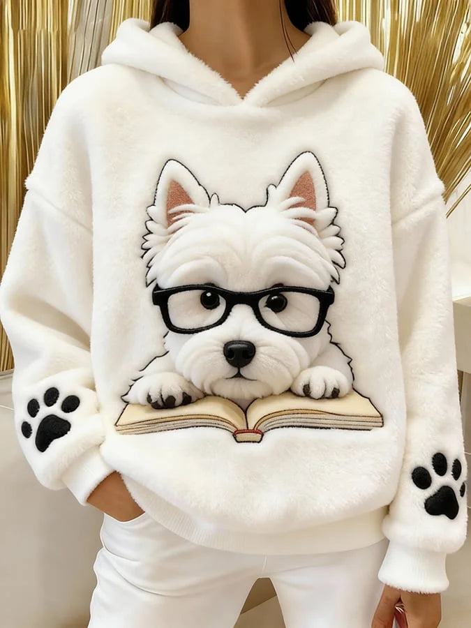 Eglantine - Sudadera Con Capucha De Franela Con Estampado De Terrier