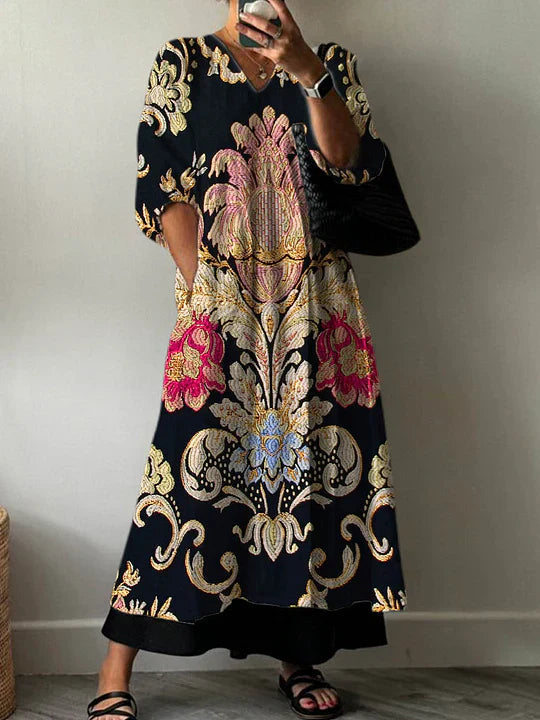 Alizah - Vestido Con Estampado Floral y Cuello En V