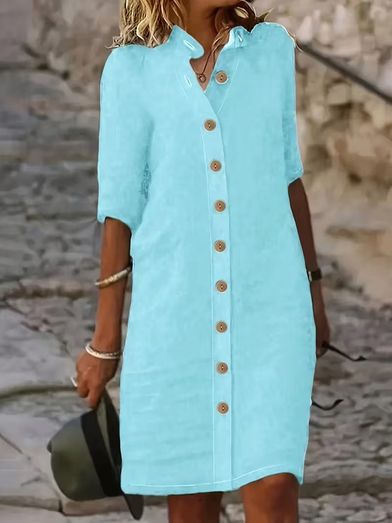 Keiniza - Vestido Camisero De Manga Corta