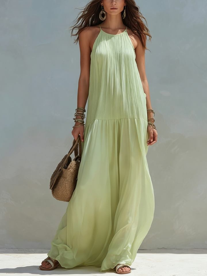 Frazier - Vestido Largo sin Mangas con Pliegues