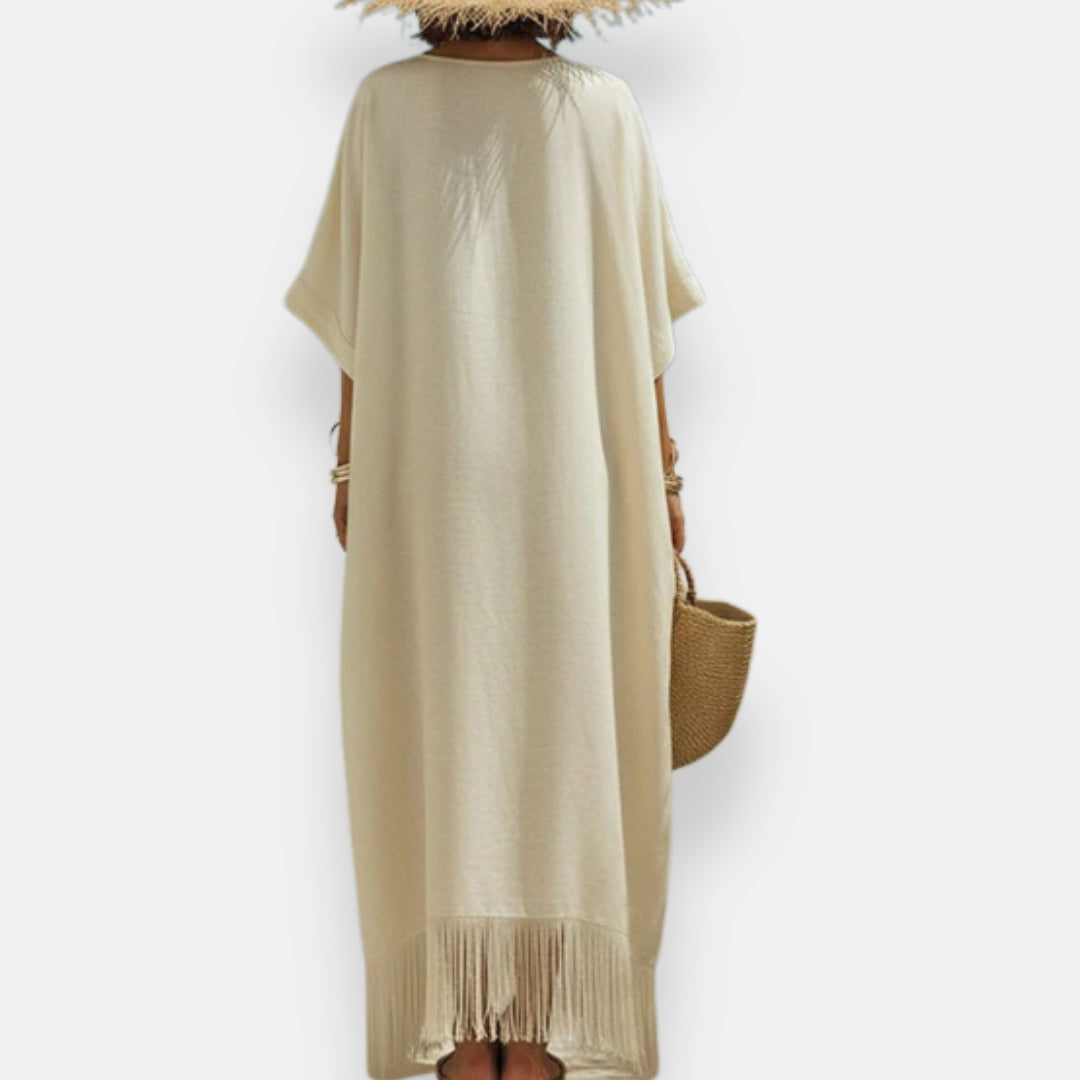 Taciana - Vestido Caftán Con Flecos