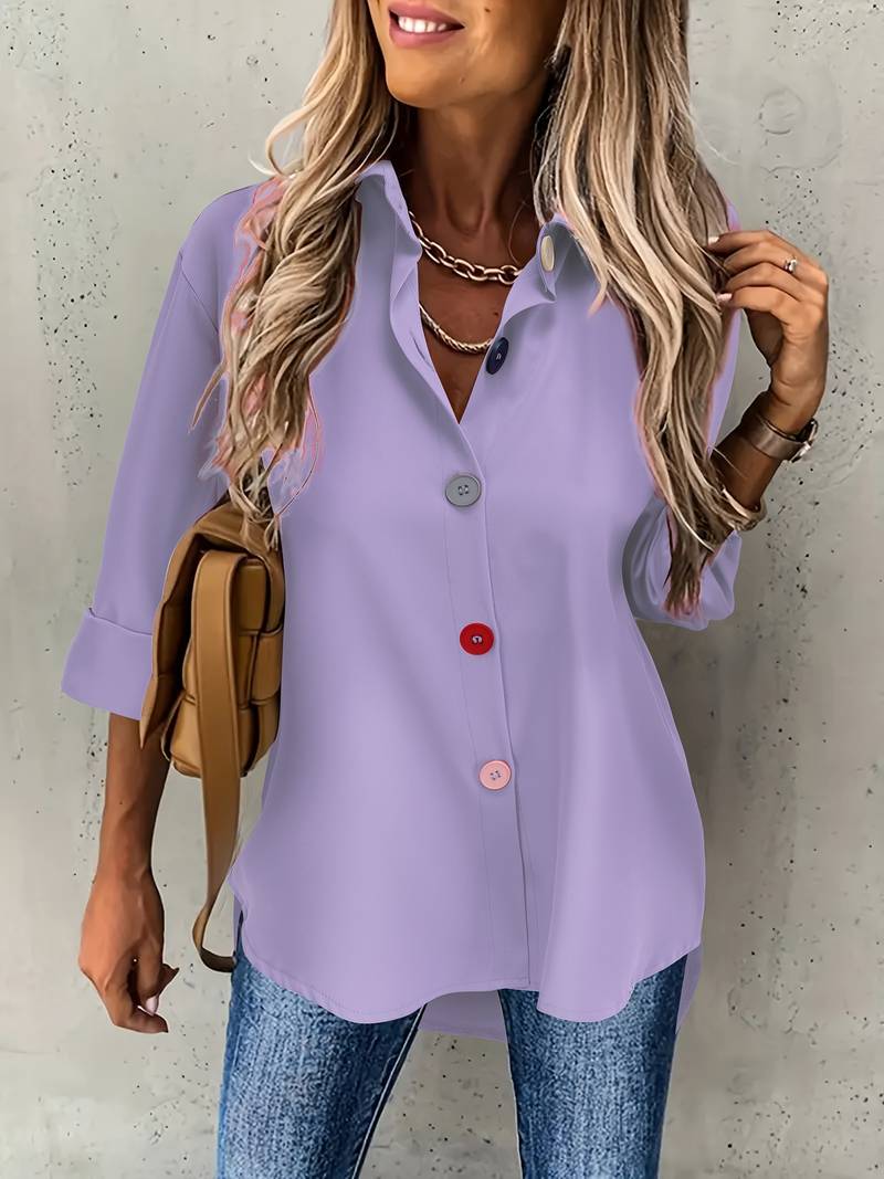 Lasangi - Camisa Informal de Manga larga Con Varios Botones