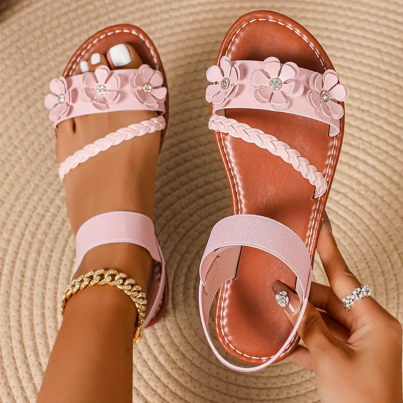 Anke - Cómodas Sandalias Planas Con Estampado Floral