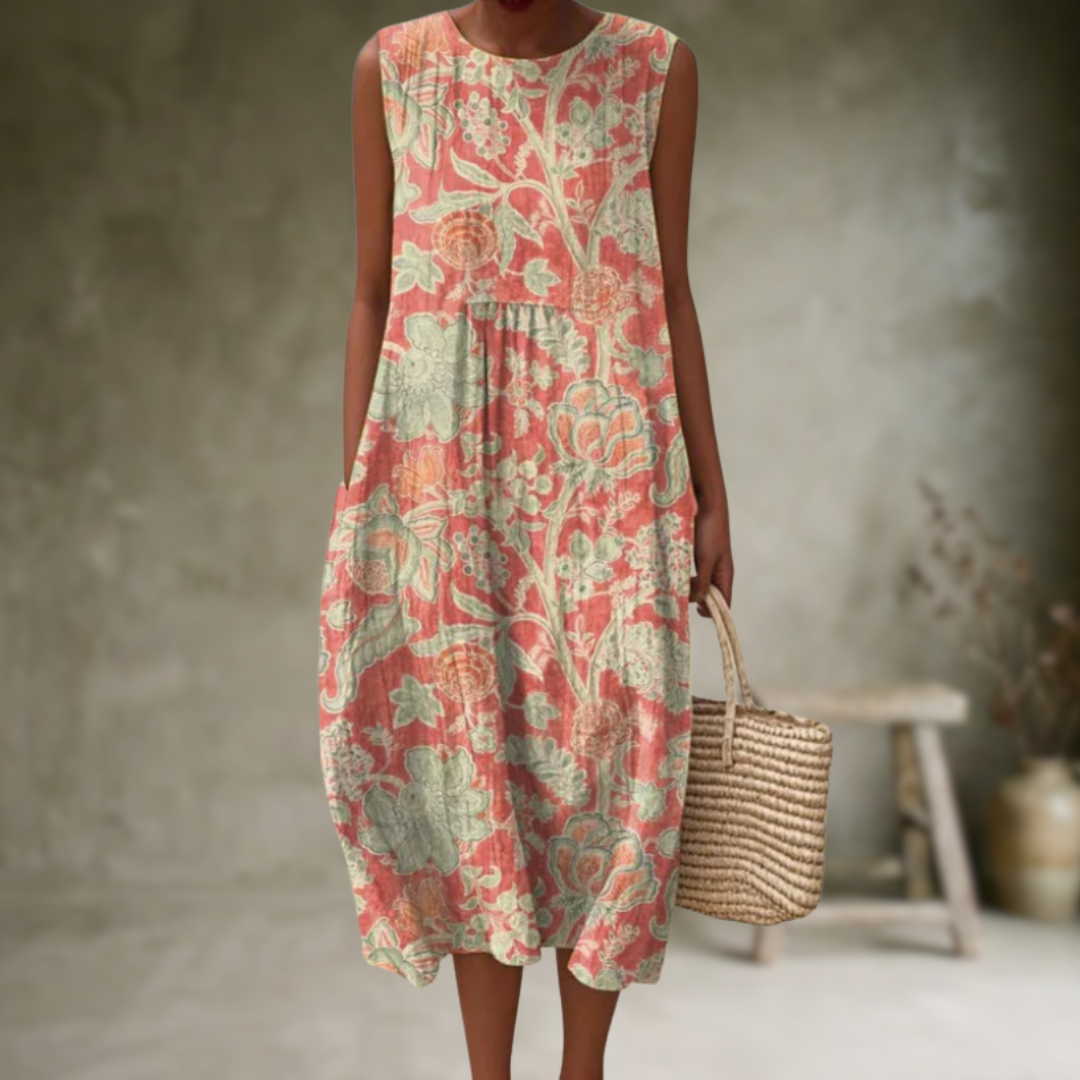 Natia - Vestido Midi Sin Mangas de Algodón
