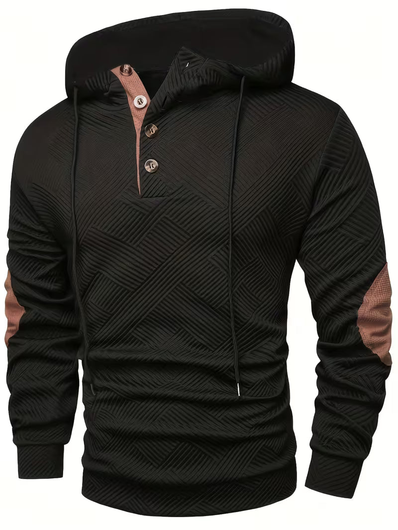 Alejandro - Sudadera Con Capucha y Textura Con Parches en Los Codos en Color de Contraste