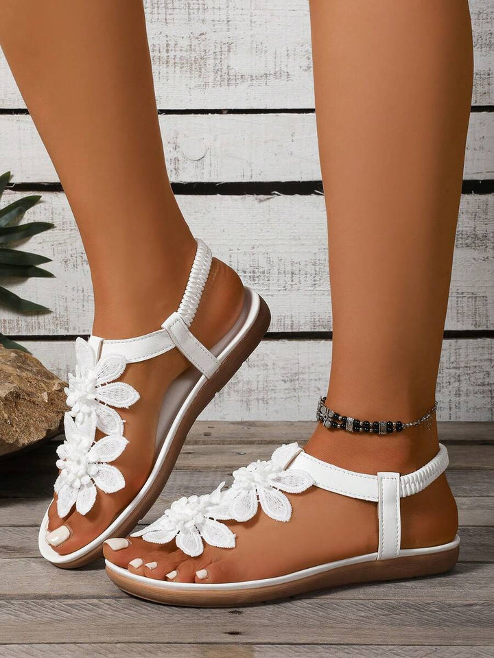 Arabela - Sandalias Ortopédicas Con Flores Aplicadas