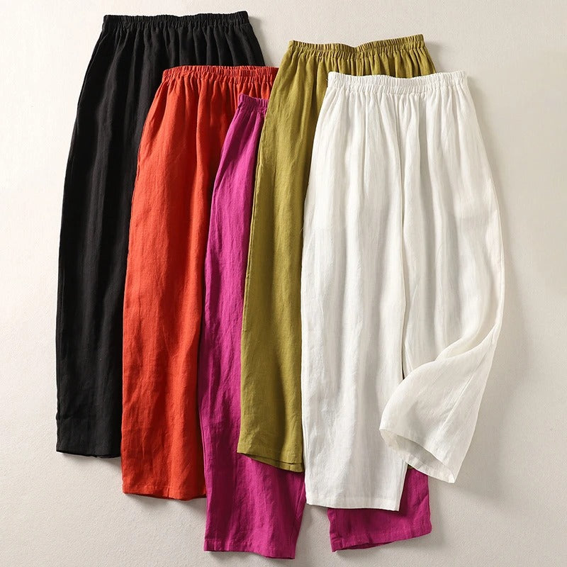 Ljupka - Pantalones Holgados De Algodón y Lino