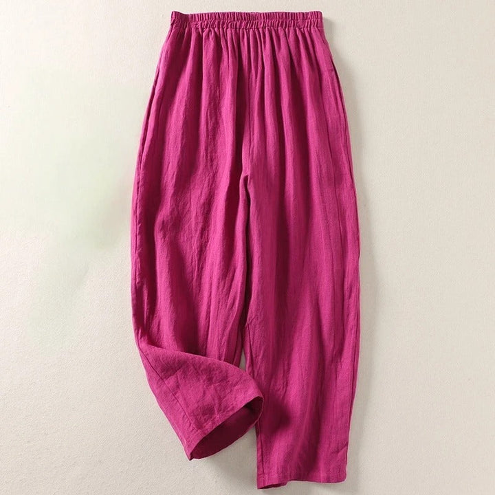 Ljupka - Pantalones Holgados De Algodón y Lino