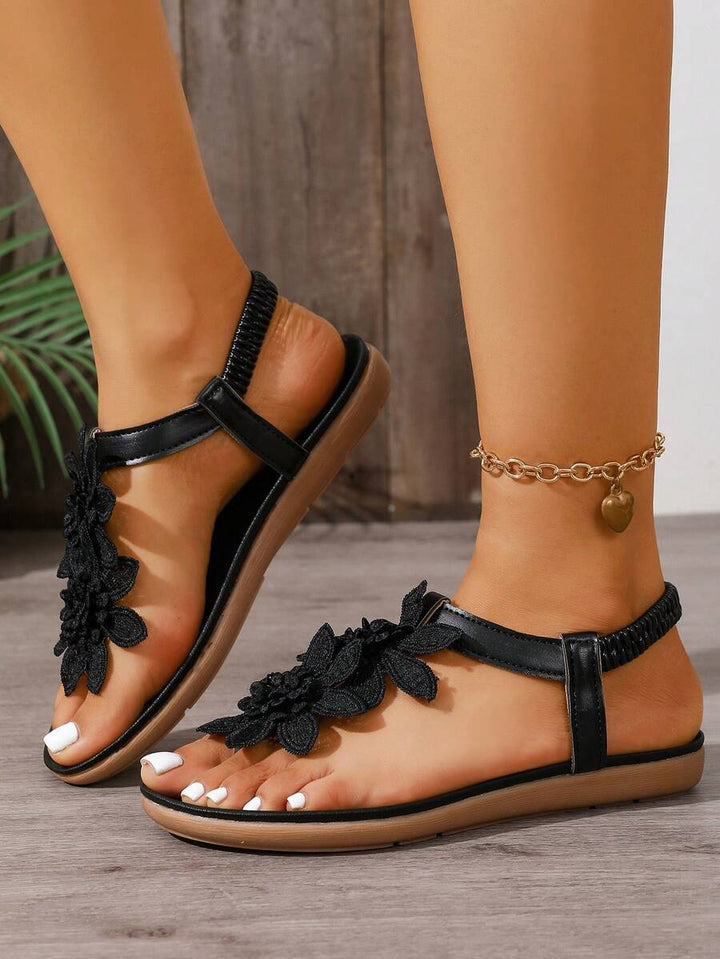Arabela - Sandalias Ortopédicas Con Flores Aplicadas