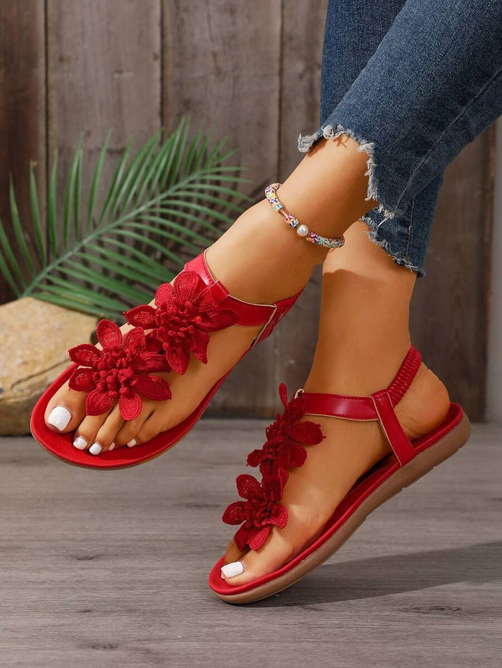 Arabela - Sandalias Ortopédicas Con Flores Aplicadas