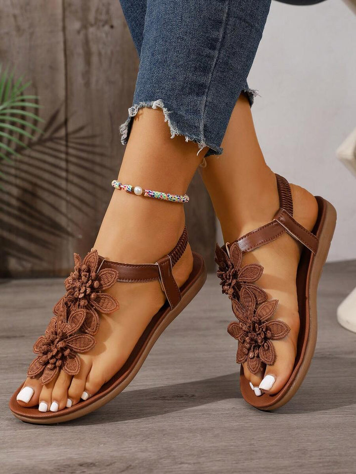 Arabela - Sandalias Ortopédicas Con Flores Aplicadas
