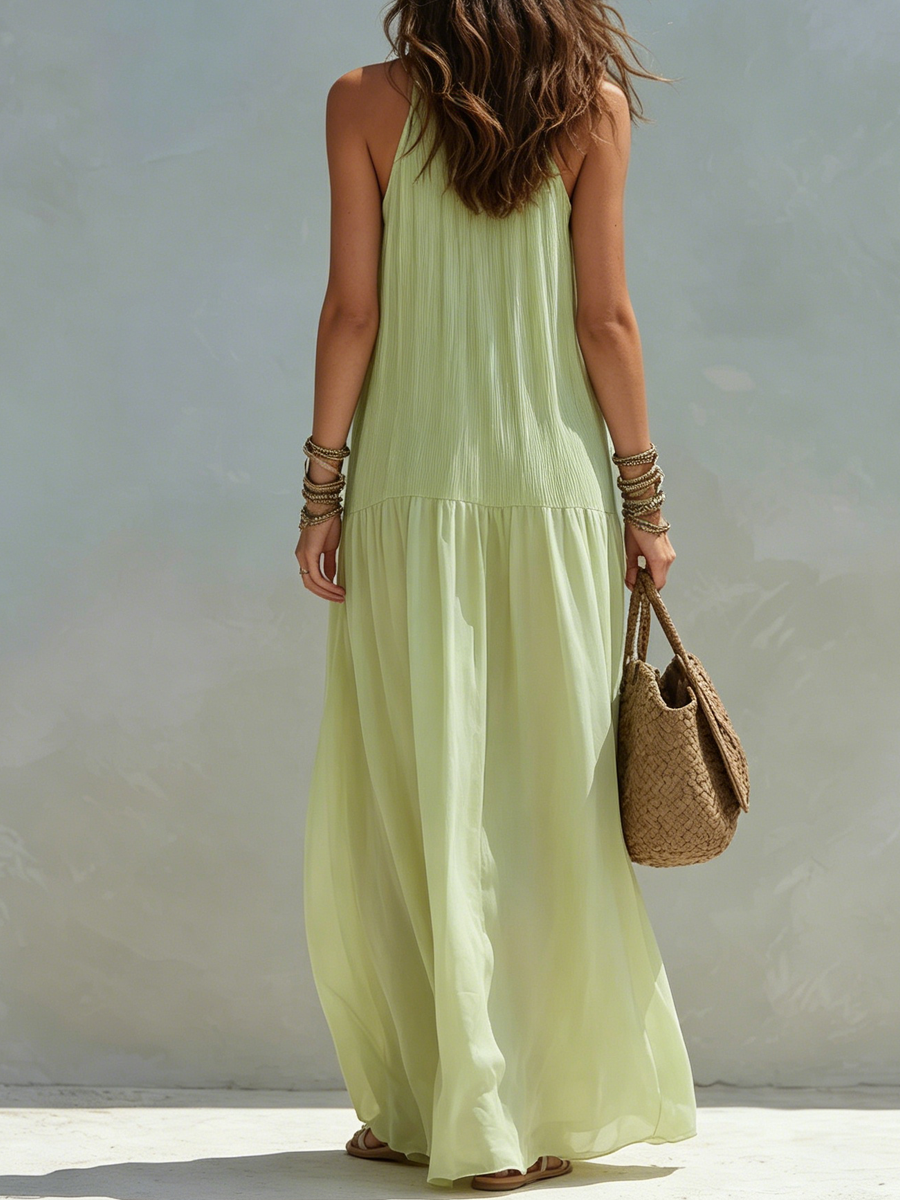 Frazier - Vestido Largo sin Mangas con Pliegues