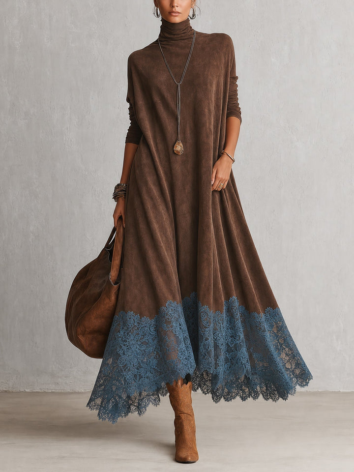 Albria - Vestido Largo de Manga Larga con Estilo Vintage