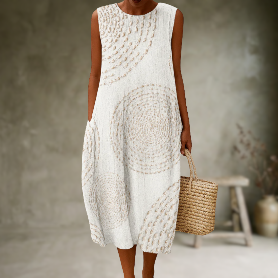 Natia - Vestido Midi Sin Mangas de Algodón