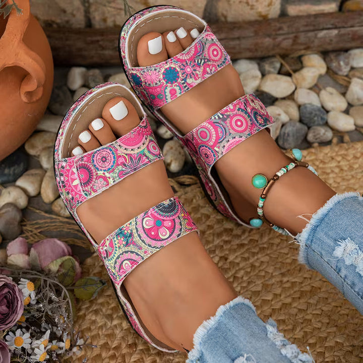 Dhifef - Sandalias De Verano Con Tacón Grueso Y Estampado