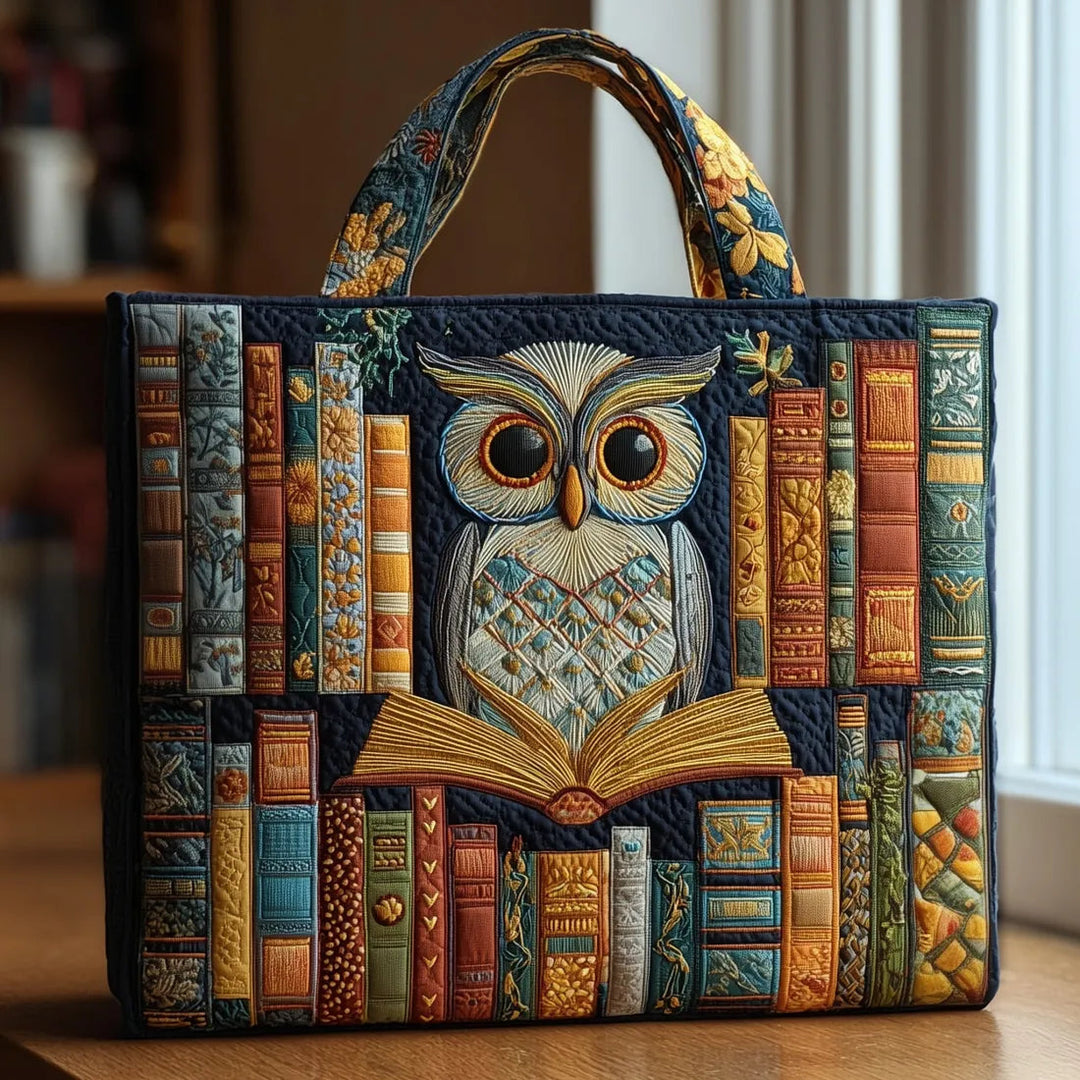 Tyliana - Bolso De Mano Acolchado «Biblioteca» con bordado de búho