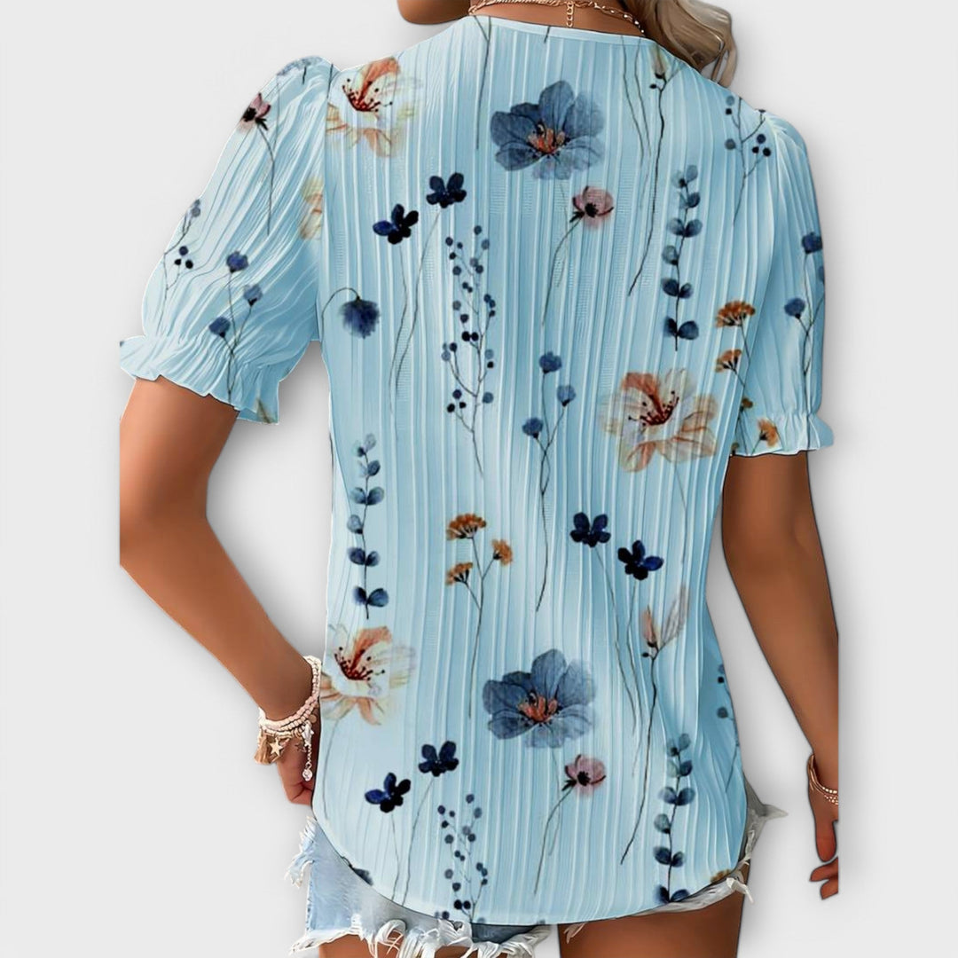 Bruni - Elegante Blusa Estampada De Manga Corta