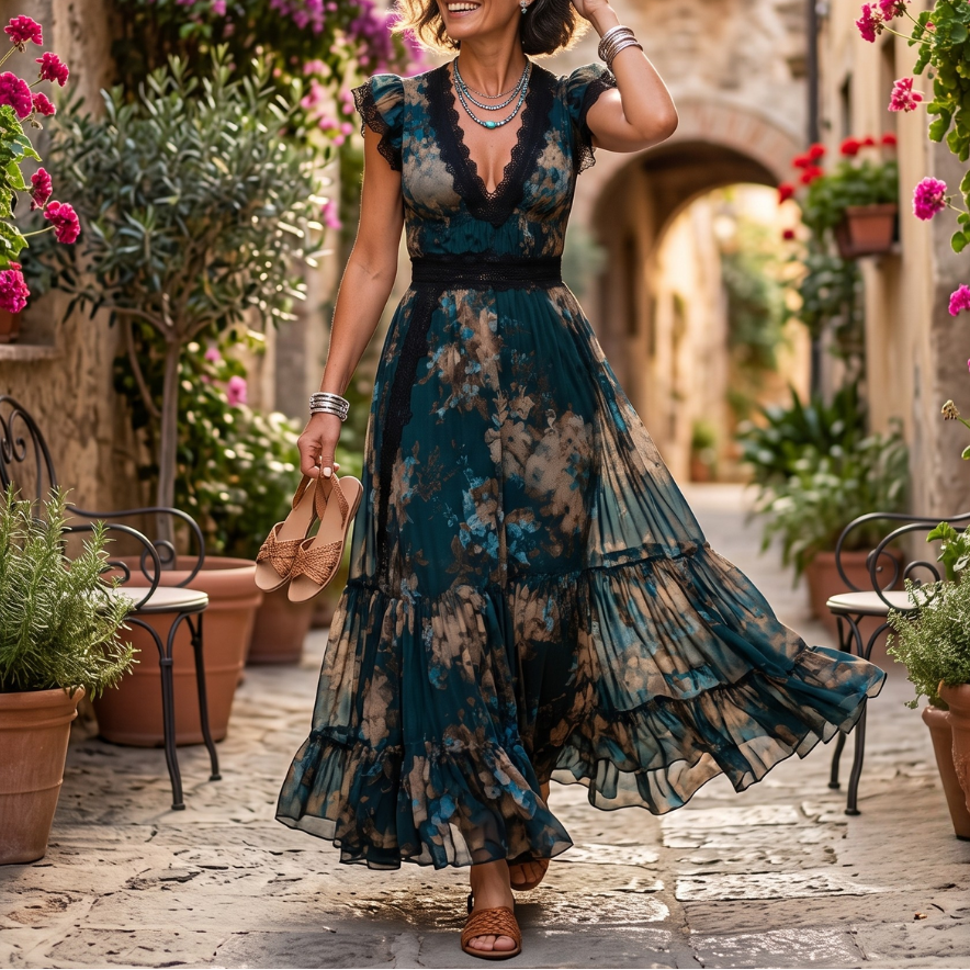 Erin - Vestido Largo Con Estampado Floral