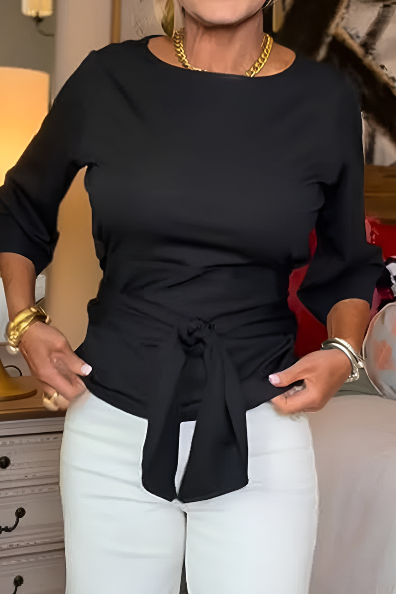 Shaniera - Top Elegante Con Lazo En la cintura