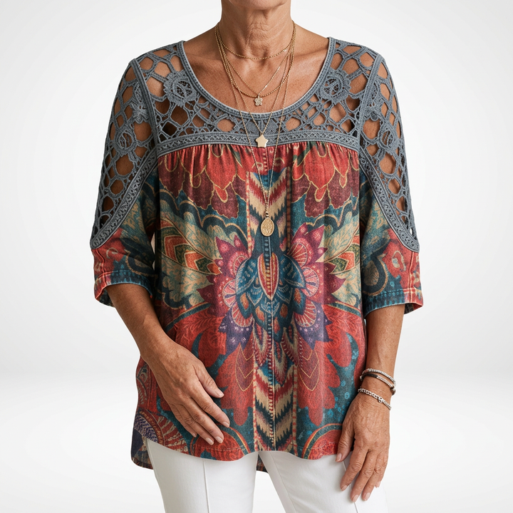 Steven - Blusa con Estampado étnico Bohemio