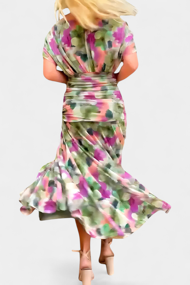 Lordanka - Vestido Largo Con Cuello En V y Estampado Floral