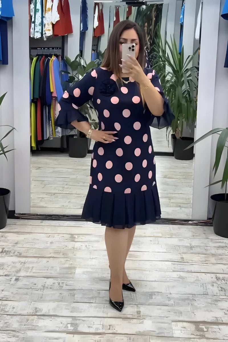 Gigi - Vestido Midi De Lunares Con Mangas Acampanadas