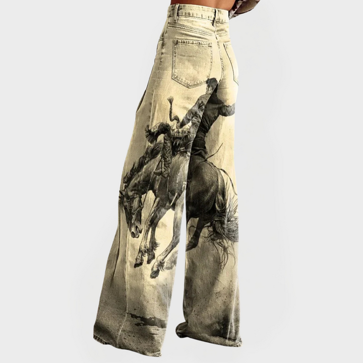 Lottie - Vaqueros de Tiro alto con Estampado Western y corte Ancho