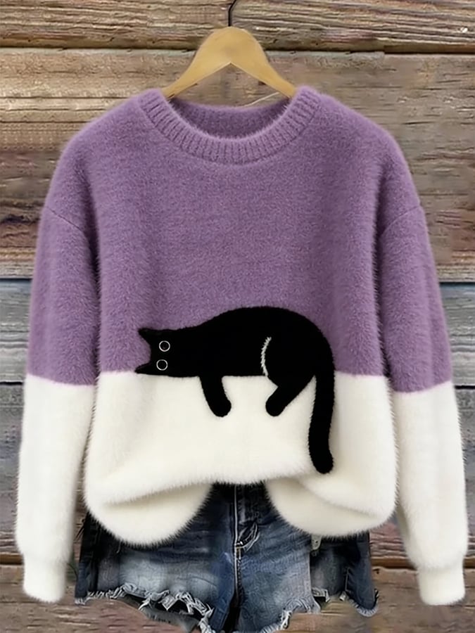 Aiste - Jersey Informal Con Estampado de Gato