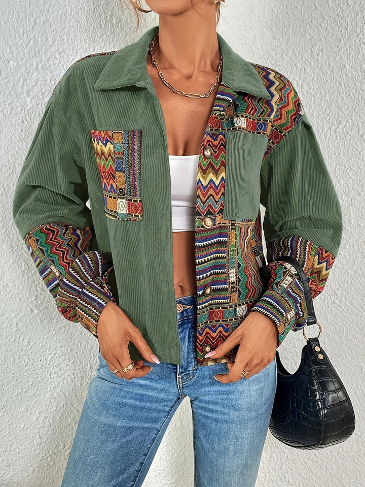 Amelina - Chaqueta De Pana Con Diseño Boho De Patchwork Y Botones