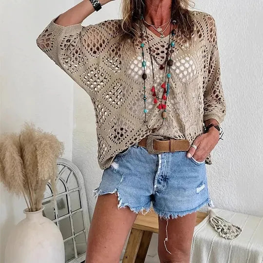 Raissa - De Punto Top Con Cuello en V