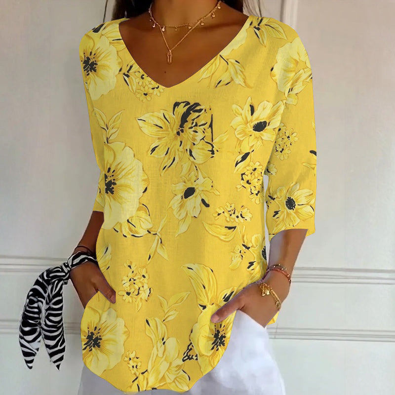 Shellen - Camiseta con Estampado Floral Vintage