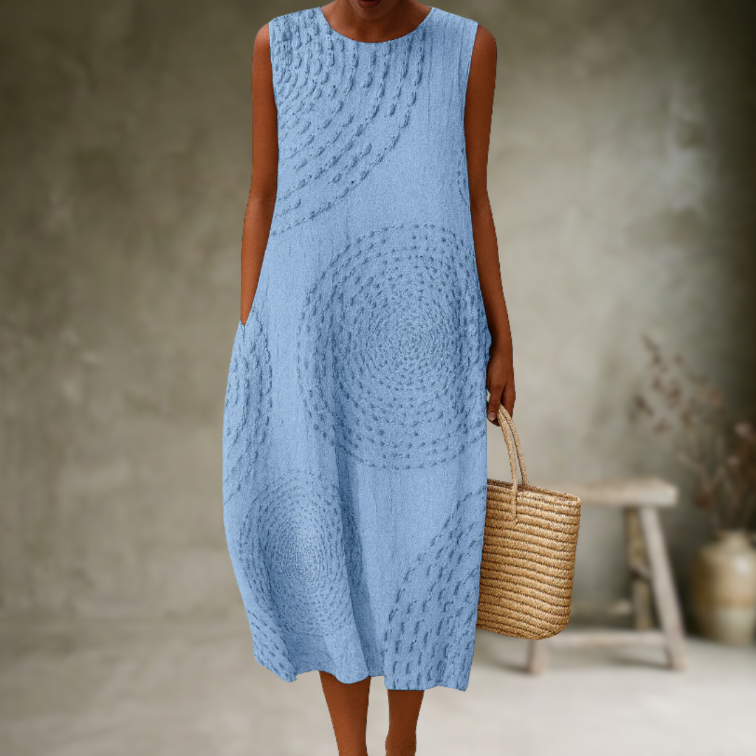 Natia - Vestido Midi Sin Mangas de Algodón