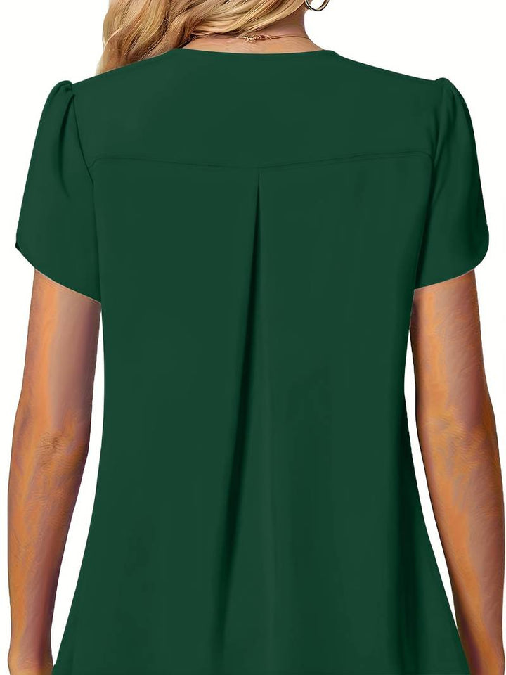 Thilakshi - Blusa de Manga Corta Con Volantes y un Solo Botón