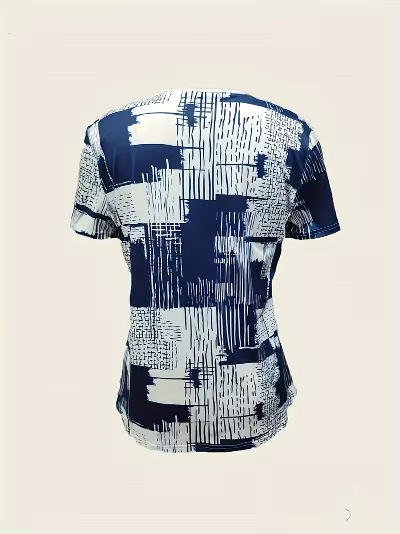 Rosettan - Elegante camiseta de manga corta con cuello en V